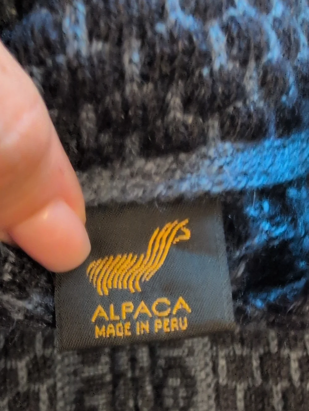 Alpaca Made In Peru Sweater Full Zip Cardigan Blue Patterned Size XS